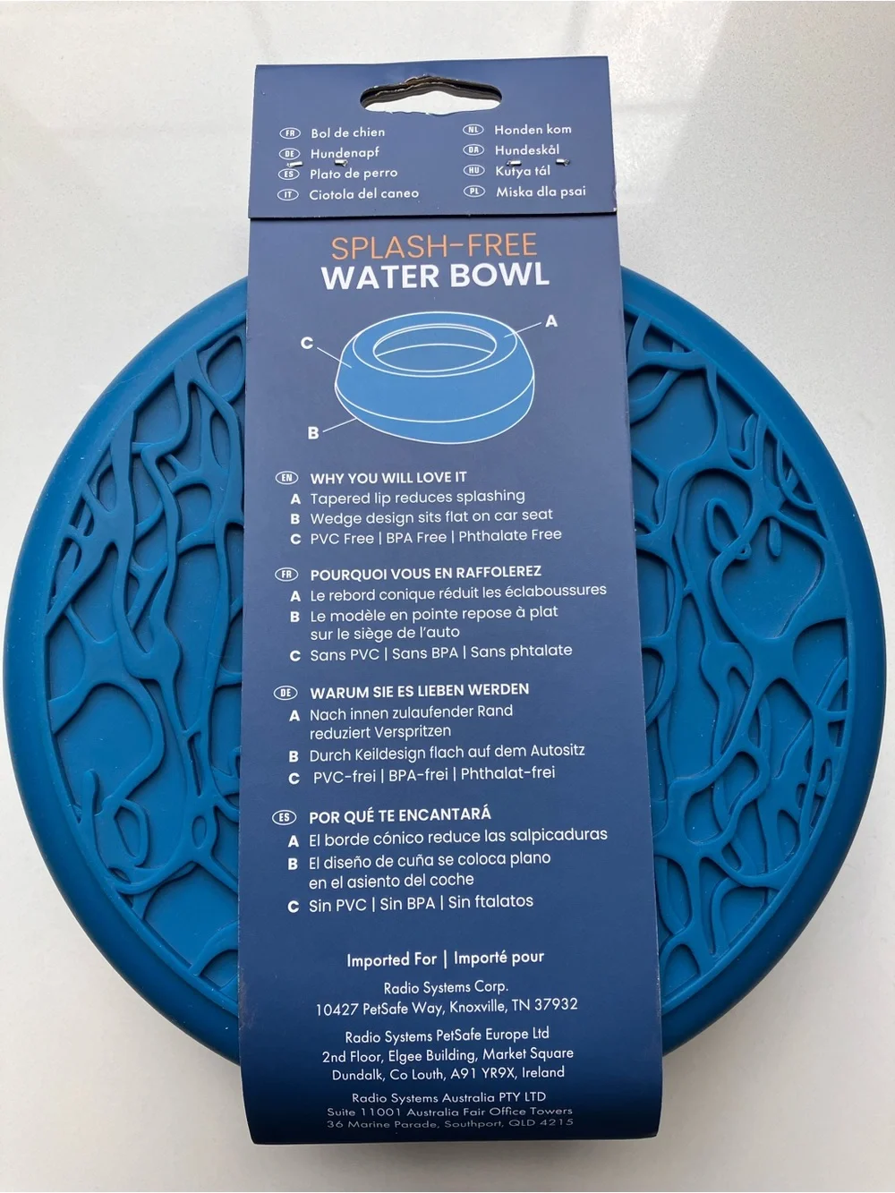 Kurgo Splash-Free Water Bowl — Blue